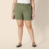 (42-44W) Calções Mulher Tiro Alto Corte Reto Verde Oliva Amazon Essentials