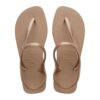 (37/38) Sandálias Havaianas Flash Urban Tiras Metálicas Cruzadas Mulher Rose Gold