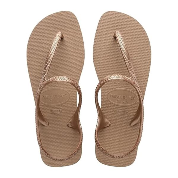 (37/38) Sandálias Havaianas Flash Urban Tiras Metálicas Cruzadas Mulher Rose Gold