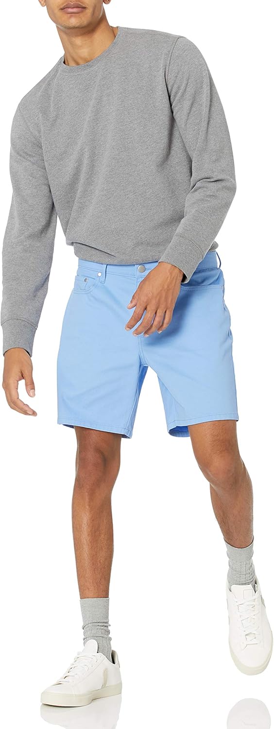 (38W) Calções justos em tecido elástico Amazon Essentials para Homem - Azul