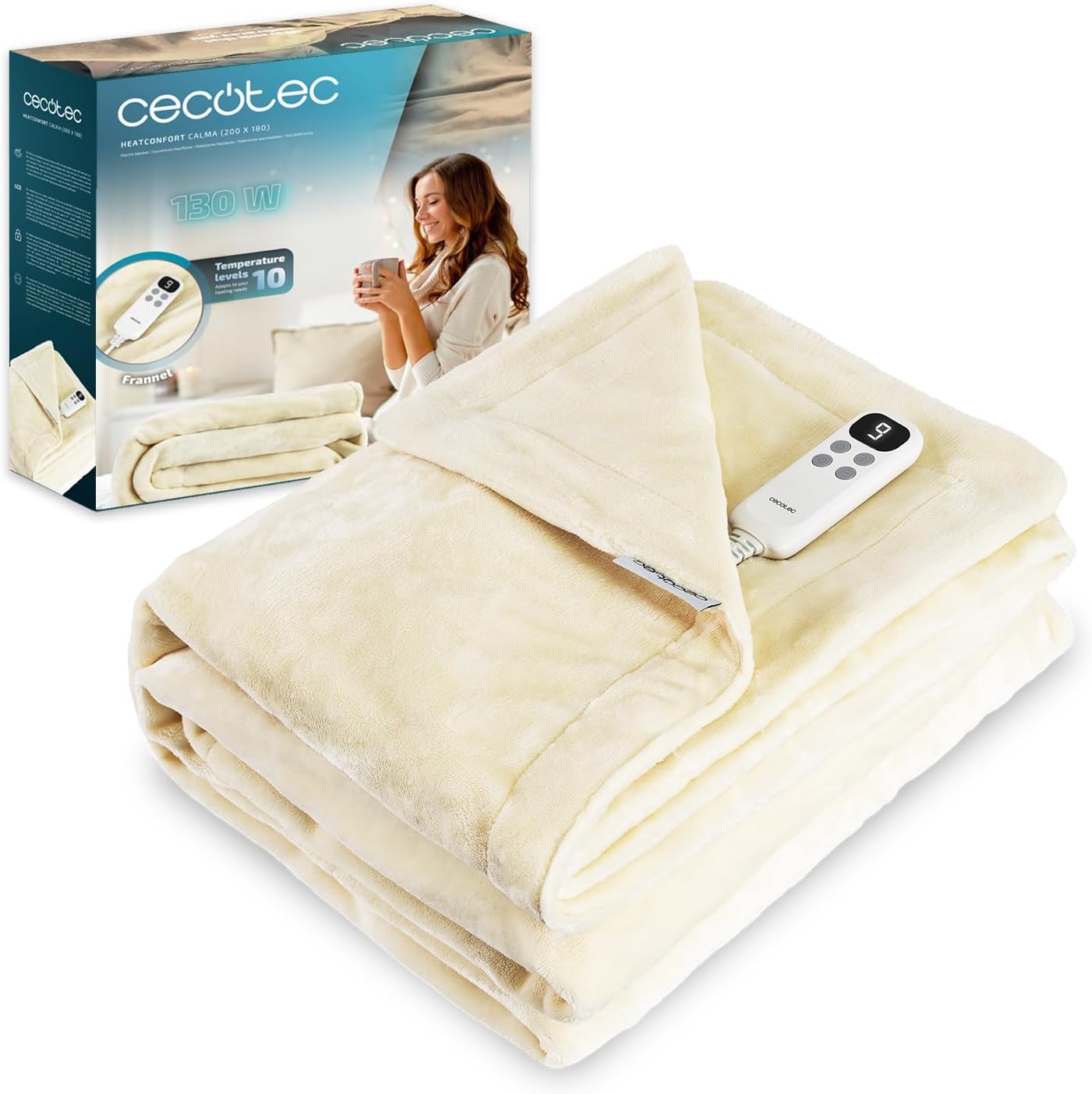 Manta Eléctrica Cecotec 200x180 cm 130 W HeatConfort com Controlo LCD e Temporizador
