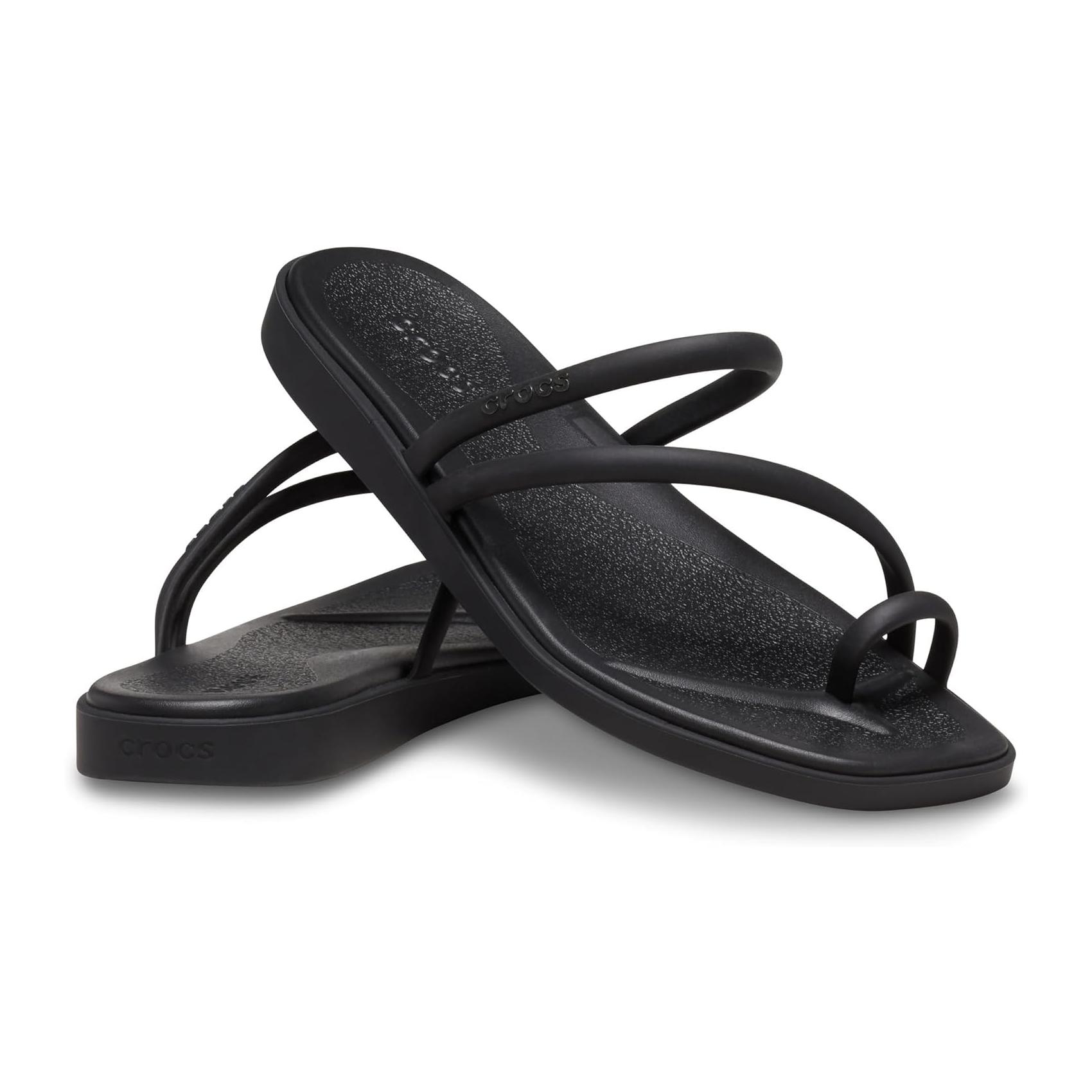 (34/35) Sandalias Crocs Miami Toe Loop Mulher Preto