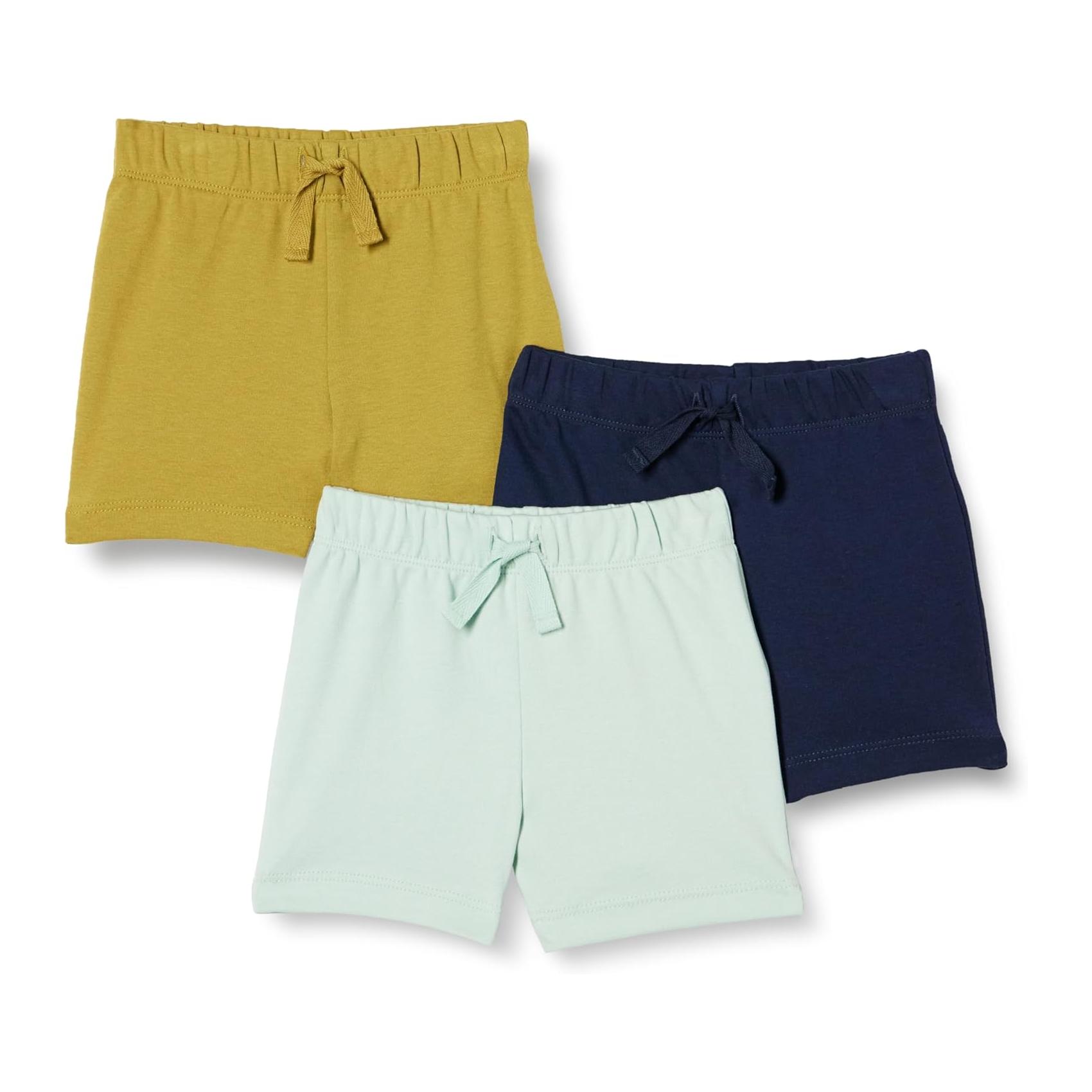 (3 Anos) Calções Algodão Amazon Essentials Pack 3 Mint Azul Marinho Verde Azeitona Criança