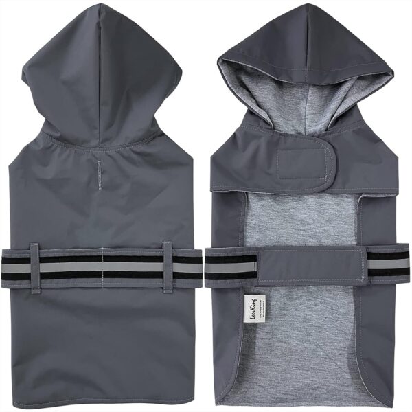 Capa de chuva para Cães (4XL) LeerKing Impermeável Forro Suave Cinzento