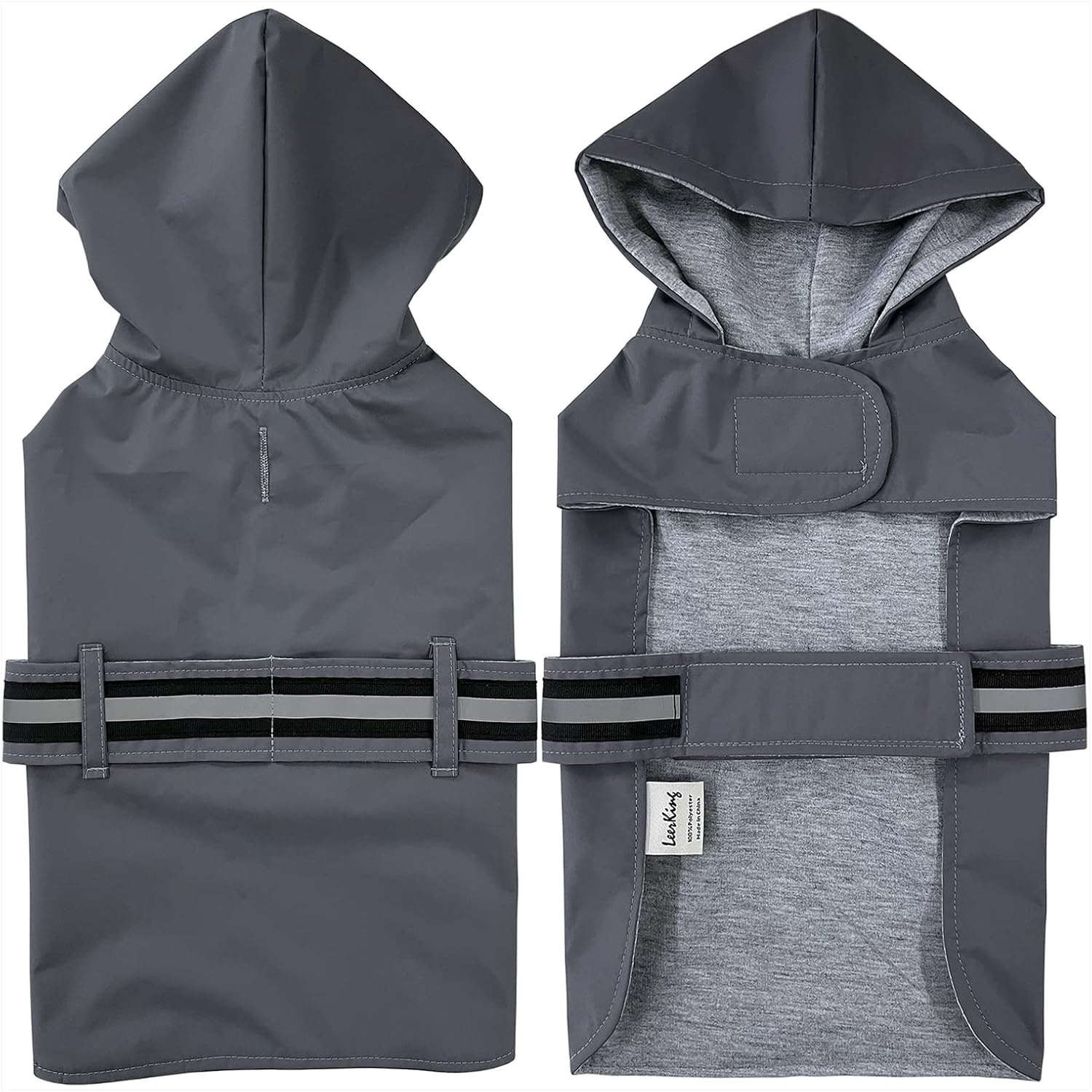 Capa de chuva para Cães (4XL) LeerKing Impermeável Forro Suave Cinzento