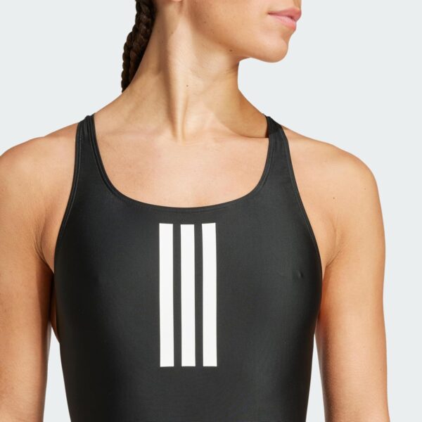 (M/42) Fato de Banho adidas 3-Stripes V-Back Corte Justo Tecido Infinitex Preto e Branco