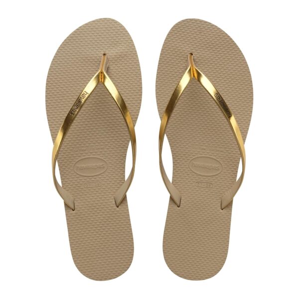 (39/40) Sandálias Havaianas You Metallic Tiras Metálicas Tacão Pequeno Mulher