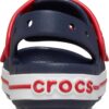 (24/25) Sandálias Unissexo Crocs Crocband Cruiser Sanda T Azul Marinho Vermelho