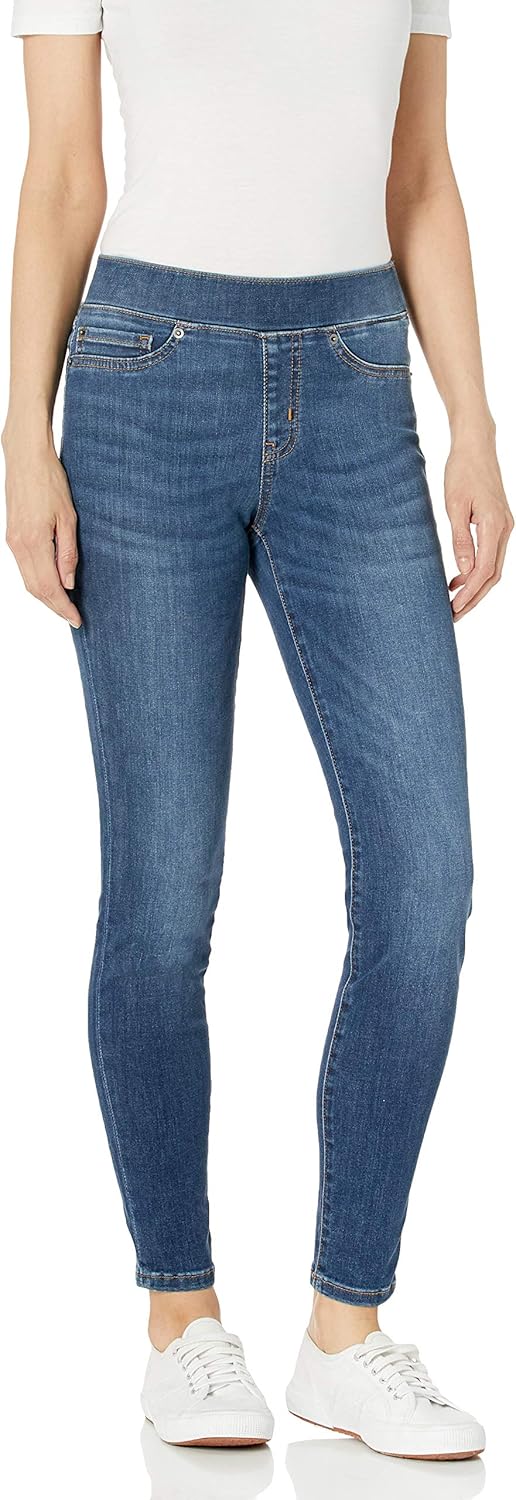 (40 Curto) Jeggings Stretch Cintura Média Amazon Essentials Azul Médio Mulher