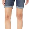 (46) Calções tecido jeans de corte ajustado de 23 cm Denim Escuro - Mulher