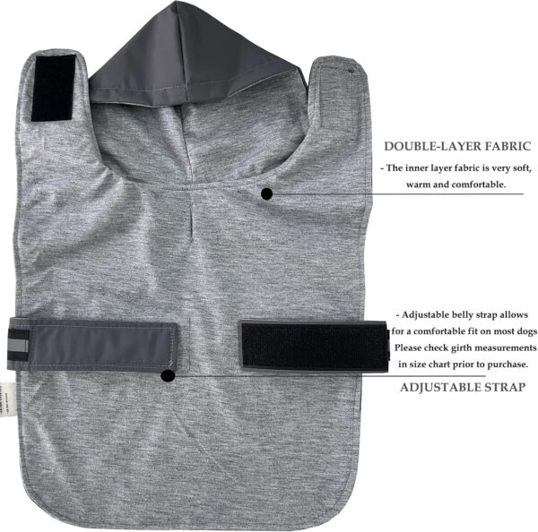 Capa de chuva para Cães (4XL) LeerKing Impermeável Forro Suave Cinzento