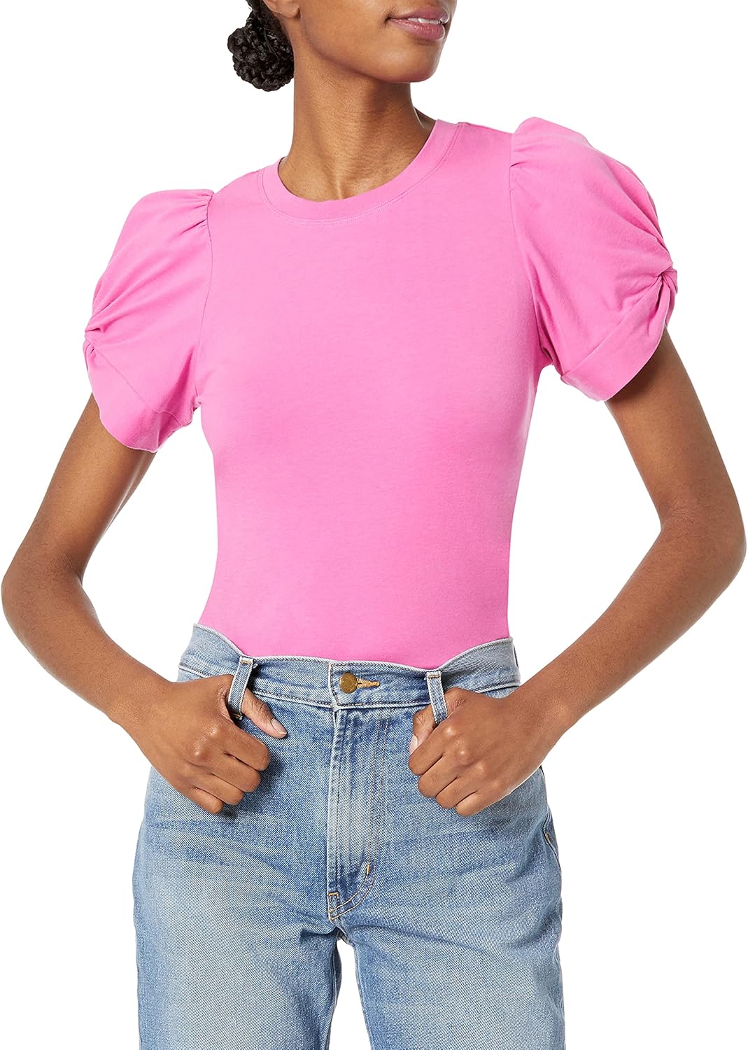 (XL) T-shirt de gola redonda e mangas dobráveis de corte padrão Amazon Essentials