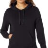 (XL) Sweatshirt com Capuz Amazon Essentials Fleece Corte Regular Preto Mulher