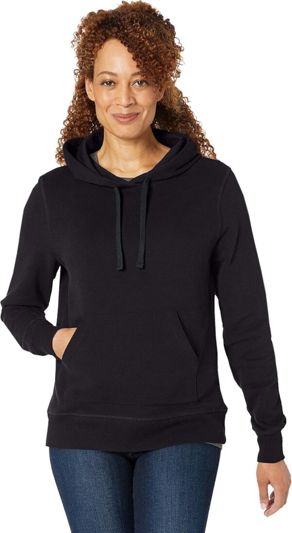 (XL) Sweatshirt com Capuz Amazon Essentials Fleece Corte Regular Preto Mulher