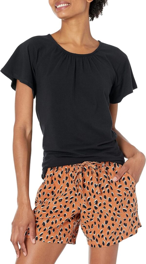 (XXL) T-Shirt Gola Redonda Aberta Amazon Essentials Regular-Fit Preto Kapärmel