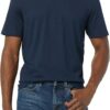 (L) T-Shirt Manga Curta Algodão Amazon Essentials Regular Fit Pack 2 Azul Escuro e Marinho Homem