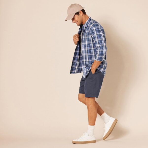 (33W) Calções Chino Corte Slim Amazon Essentials 23 cm Azul Marinho Escuro