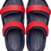 (24/25) Sandálias Unissexo Crocs Crocband Cruiser Sanda T Azul Marinho Vermelho