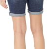 (46) Calções tecido jeans de corte ajustado de 23 cm Denim Escuro - Mulher