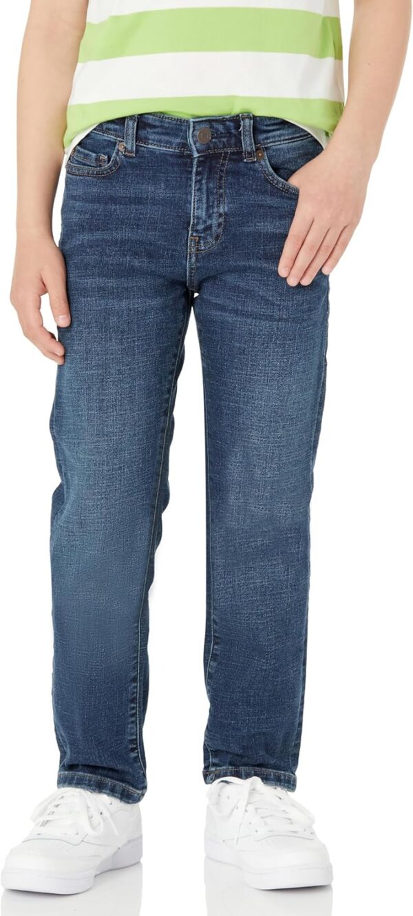 (9 Anos 137-145 cm) Calças de Ganga Corte Reto Regular Lavagem Escura Amazon Essentials