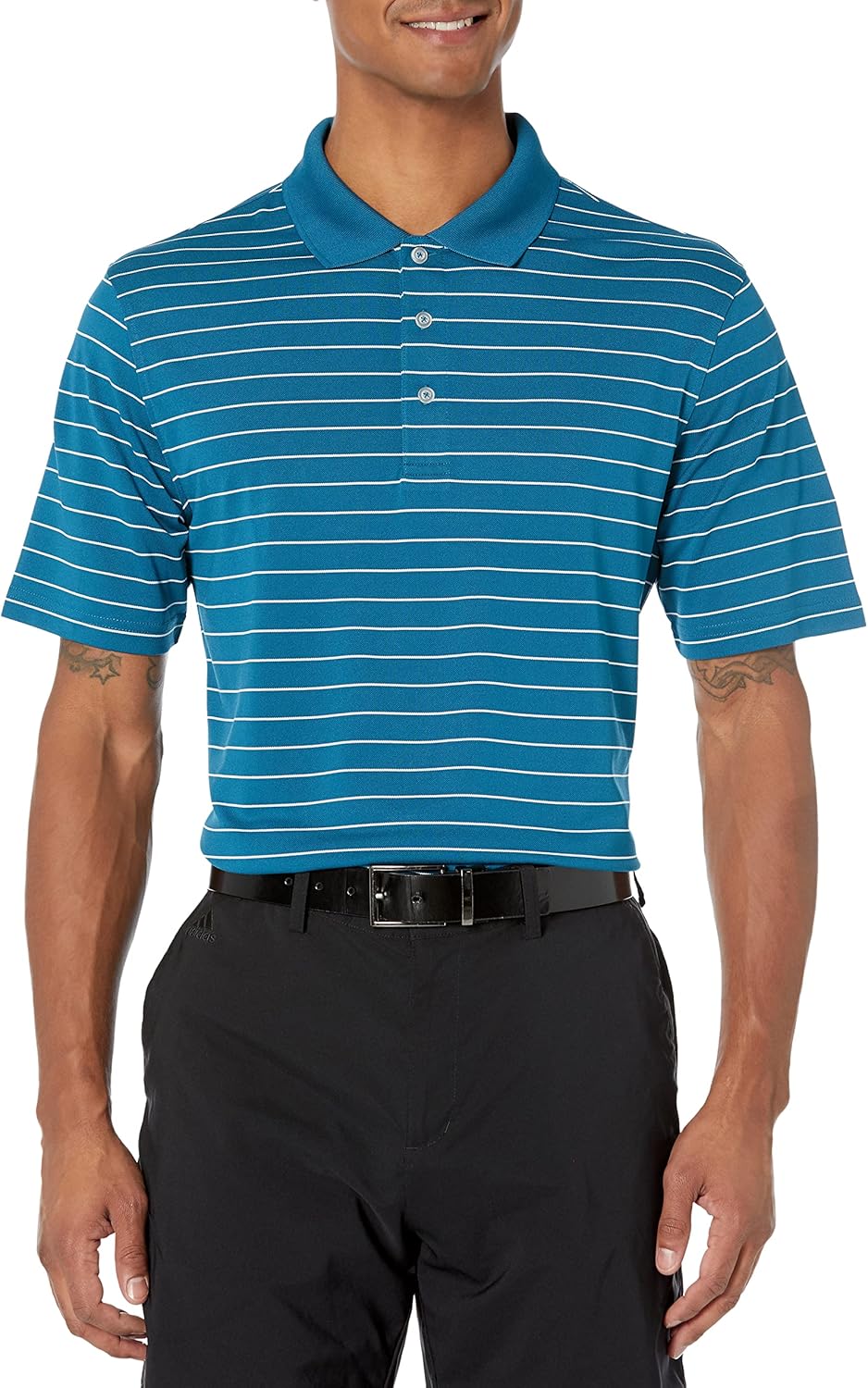 (M) Polo de Golfe Secagem Rápida Cian Escuro Branco Amazon Essentials