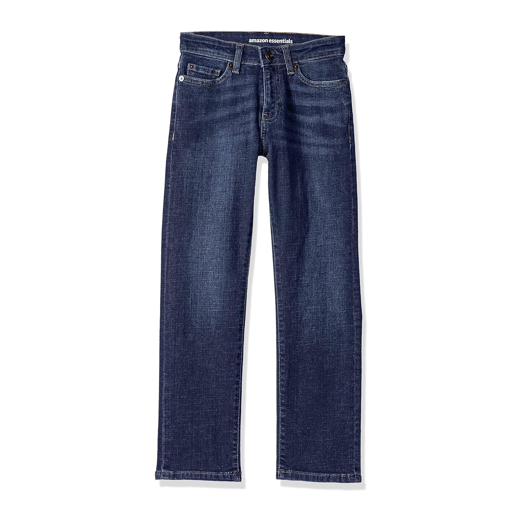 (9 Anos 137-145 cm) Calças de Ganga Corte Reto Regular Lavagem Escura Amazon Essentials