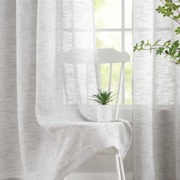 Cortinas Cinza 225x140 cm aspeto de Linho com Ilhós Treatmentex