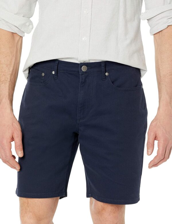 (34W) Calções Curtos Tecido Elástico Corte Reto com 5 bolsos Amazon Essentials Azul Meia-Noite