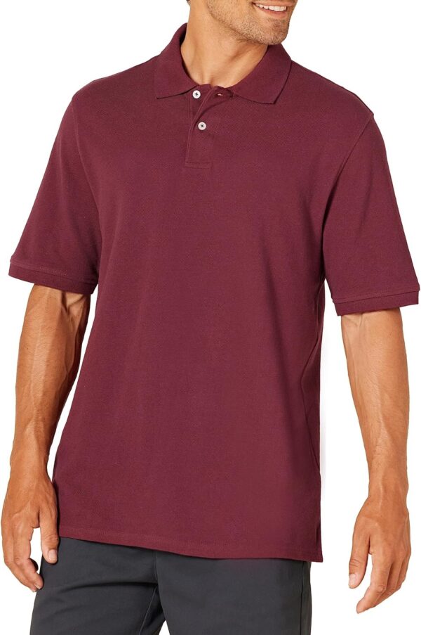 (L) Polo Algodão Piquet Amazon Essentials Corte Regular Bordeaux Homem