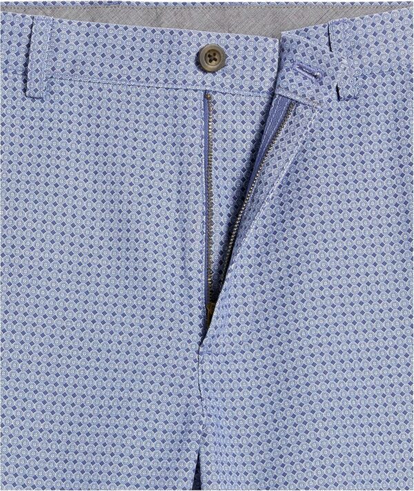 (42W) Calções Chino Geométrico Azul Corte Clássico Amazon Essentials 23 cm