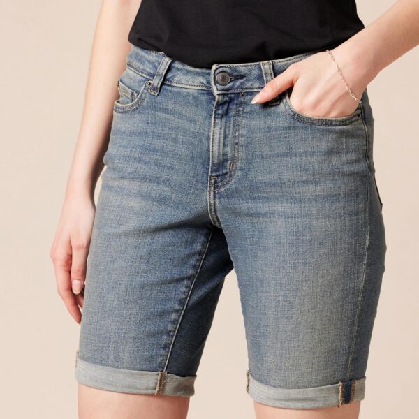 (48) Calções de Ganha Bermuda Corte Justo Denim Lavagem Vintage 23 cm