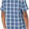 91feHr7BH1L._AC_SL1500_ (XL) Camisa Manga Curta Popelina Amazon Essentials Corte Regular Azul Liso