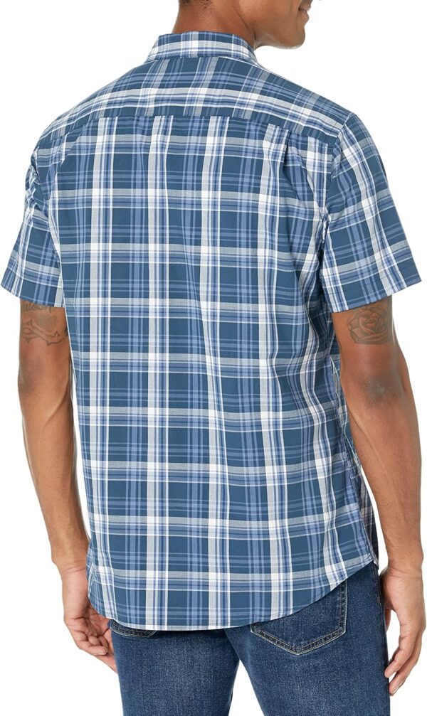 91feHr7BH1L._AC_SL1500_ (XL) Camisa Manga Curta Popelina Amazon Essentials Corte Regular Azul Liso