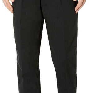 (30W-29L) Calças Chino Plissadas Anti-Rugas Corte Clássico Preto
