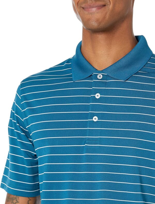 (M) Polo de Golfe Secagem Rápida Cian Escuro Branco Amazon Essentials