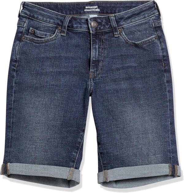 (46) Calções tecido jeans de corte ajustado de 23 cm Denim Escuro - Mulher