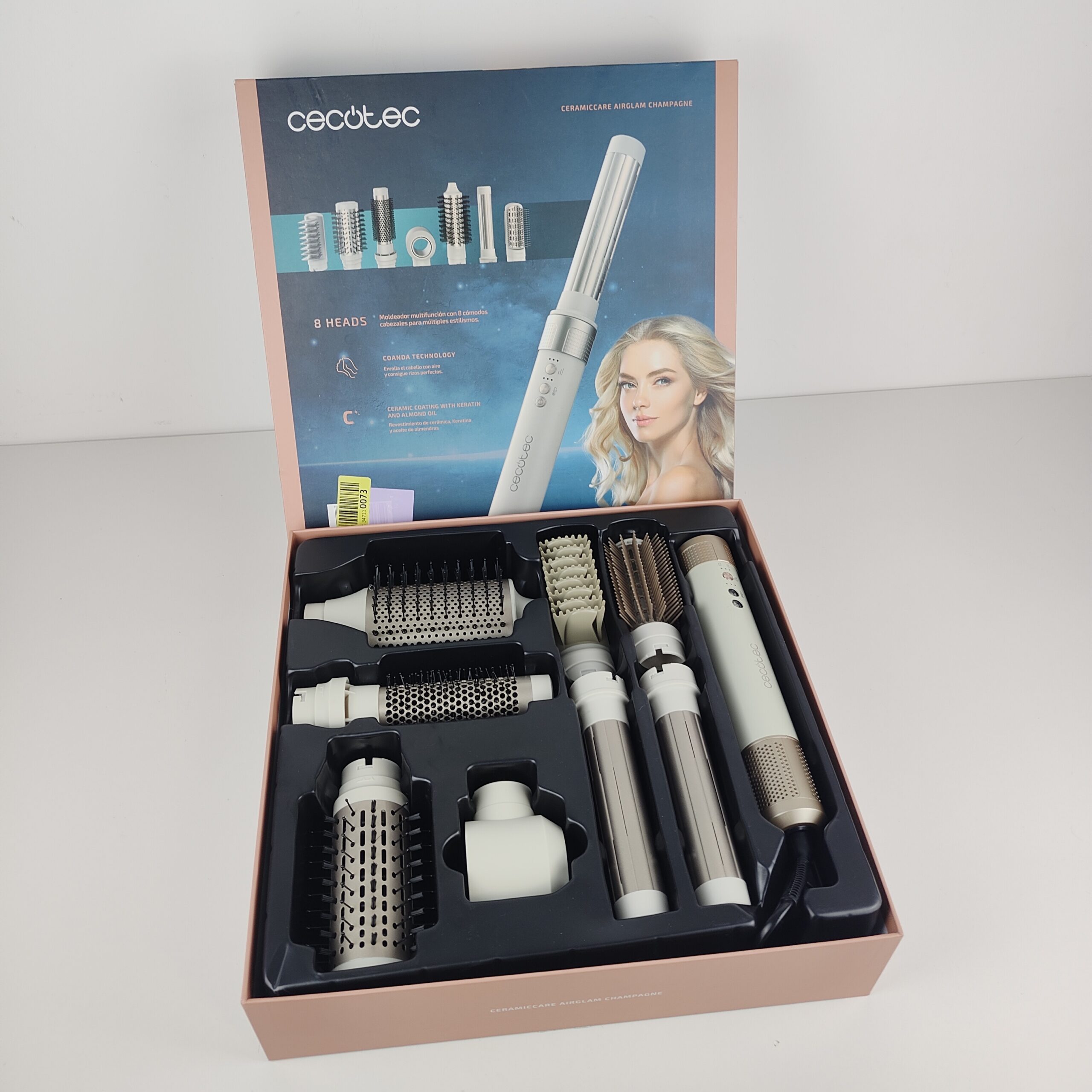 Escova de Ar Cecotec CeramicCare AirGlam Champagne 8 em 1 (PARA PEÇAS OU REPARAÇÃO)