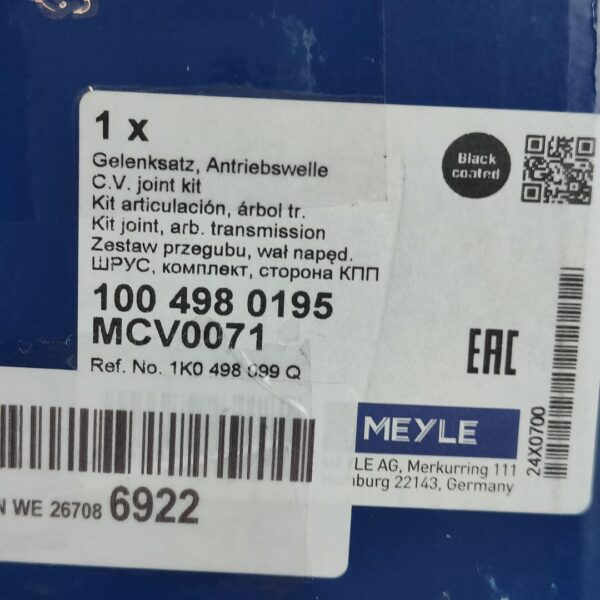 LT16X0211_10 Junta homocinética MEYLE 100 498 0195 sem anel ABS (4040074430781)