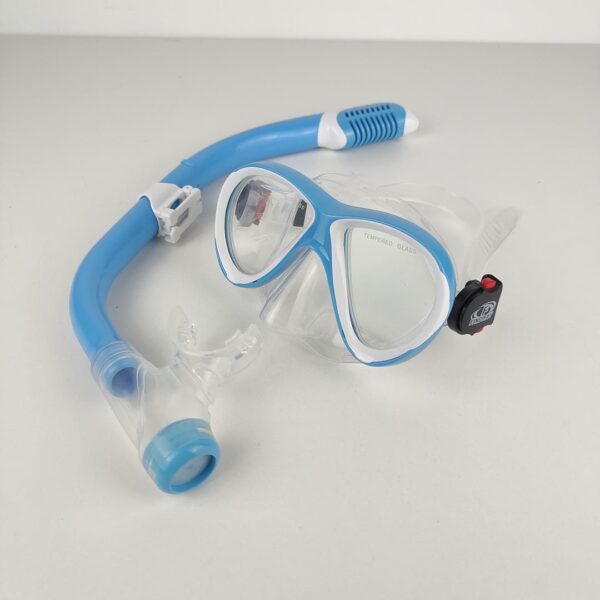 Kit Máscara e Tubo Mergulho Infantil Vidro Temperado Anti Fugas 4 a 12 Anos