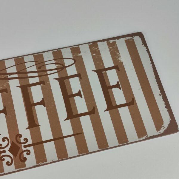 Placa decorativa Vintage em metal - "COFFEE" (40x15cm) para fixação em parede