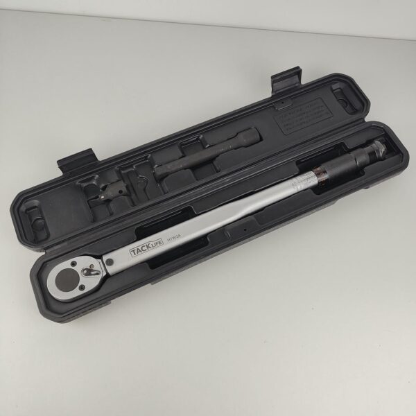 Chave Dinamométrica 1/2” Tacklife 13,6 a 203,5 Nm ±4% com Extensão e Adaptador 3/8" HTW2A