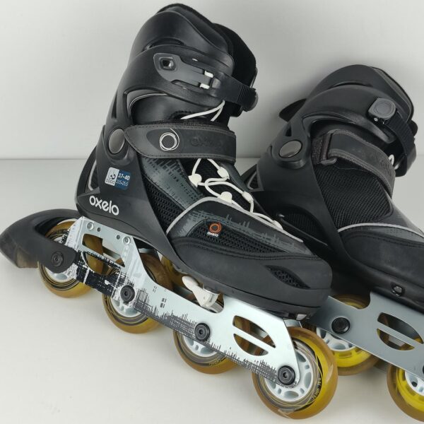 (37-40) Patins em linha ajustáveis Oxelo - Preto e branco