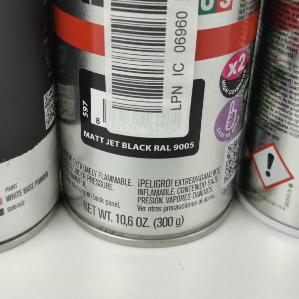 4 Latas de Spray Pintura 400ml (Branco Cinza Preto)