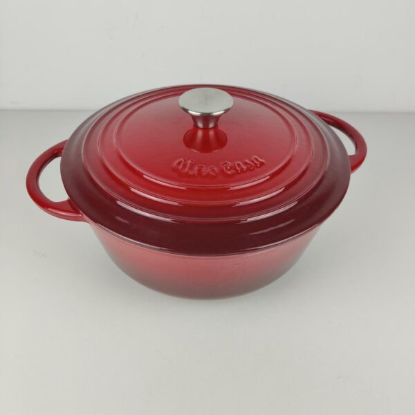 Caçarola 5.7L em Ferro Fundido Esmaltado Dutch Oven Uno Casa Vermelha com Tampa Apta para Todo o tipo fogões e fornos
