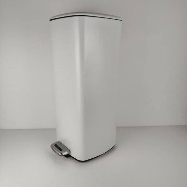 Caixote do Lixo com Pedal 30 L Amig Artvin Abertura Higiénica Sem Mãos Branco Aço Inox Lacado
