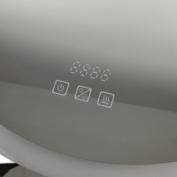 Espelho de casa de banho LED redondo 60 cm relógio e lupa 3X função anti-embaciamento