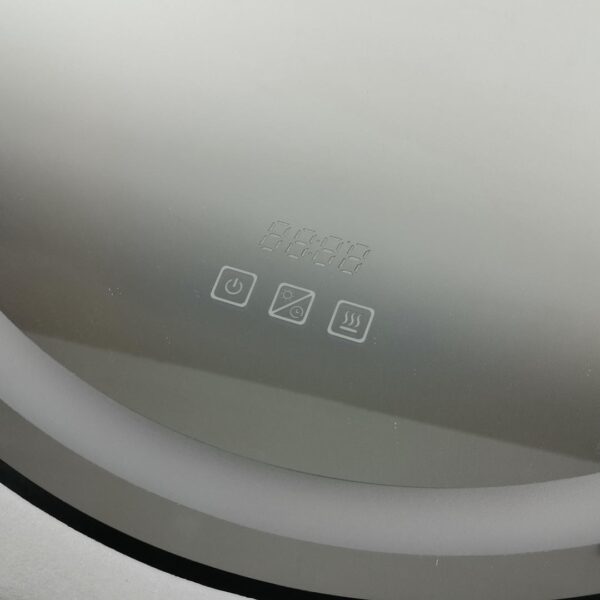 Espelho de casa de banho LED redondo 60 cm relógio e lupa 3X função anti-embaciamento