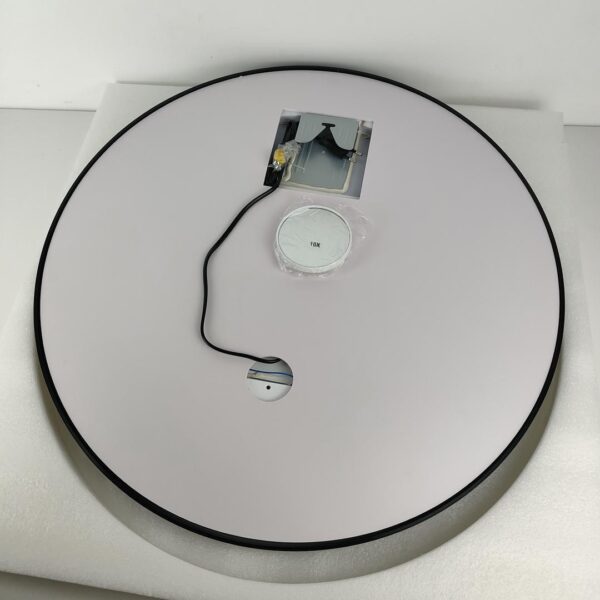 Espelho de casa de banho LED redondo 60 cm relógio e lupa 3X função anti-embaciamento