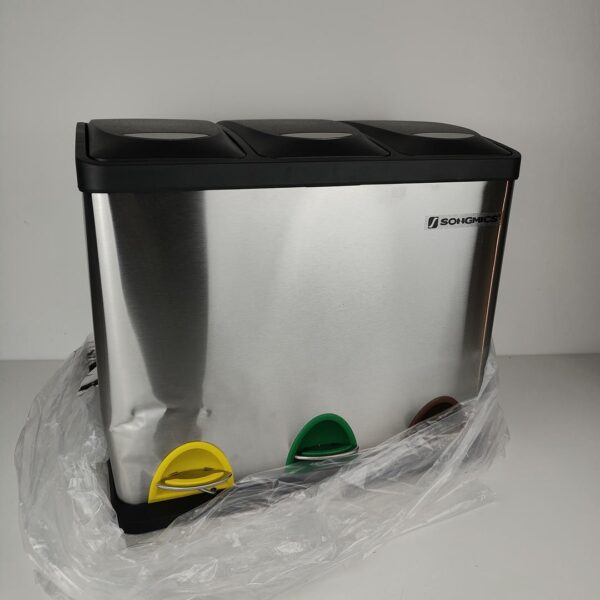 Caixote para reciclagem / separador de Cozinha 3 X 8 L com Tampas e Pedais SONGMICS