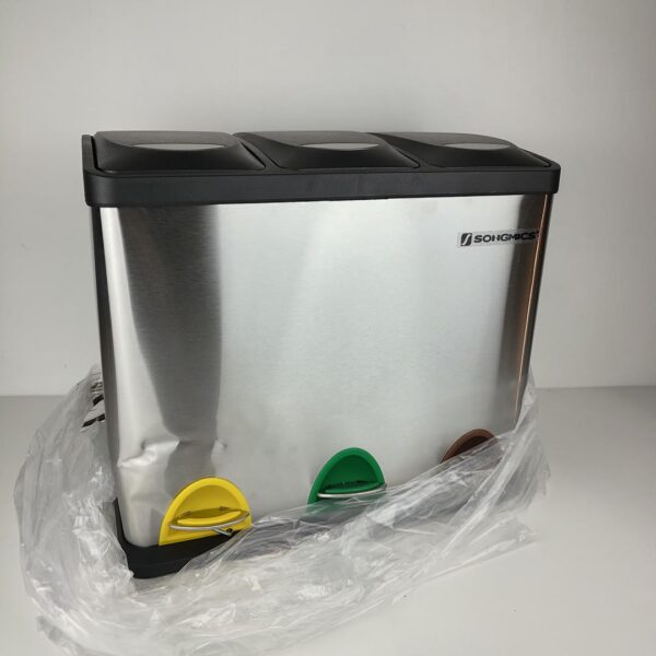 Caixote para reciclagem / separador de Cozinha 3 X 8 L com Tampas e Pedais SONGMICS